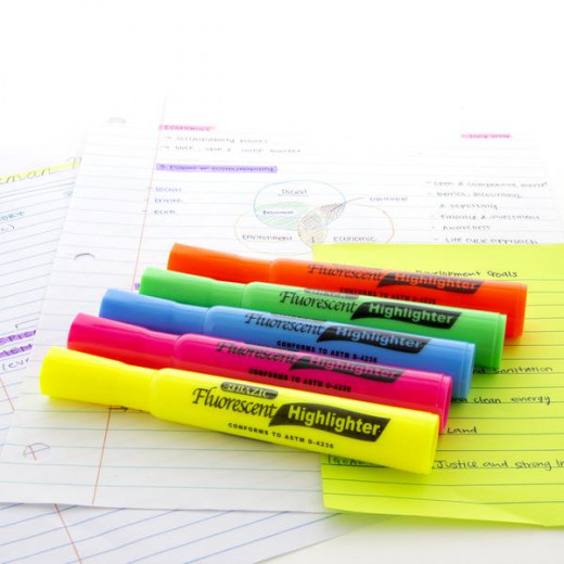 Bazic Yellow Desk Style Fluorescent Highlighters (3/Pack)