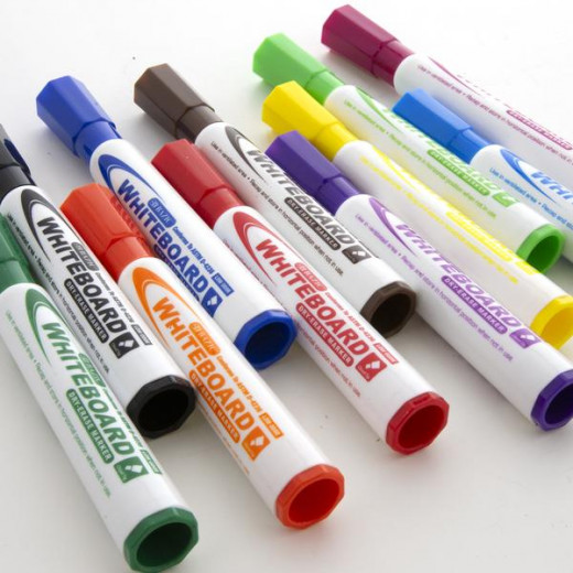 Bazic Bright Color Chisel Tip Dry-Erase Markers (12/Pack)