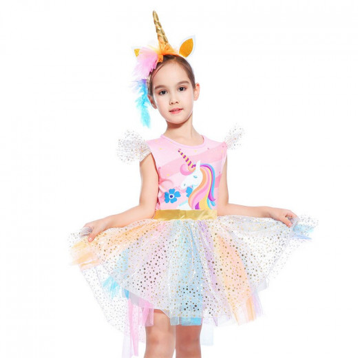 Unicorn Dress with Wings Headband Princess Size Medium