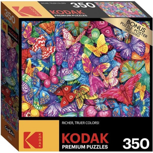 احجية خشبية لحل الألغز, 350 قطعة بتصميم الفراشات الملونة من كوداك