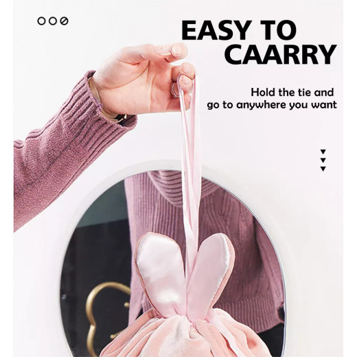 حقيبة تخزين بتصميم الأذن ، باللون الزهري