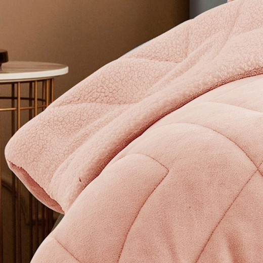 Nova home essentials velvet flannel to sherpa winter comforter rose king