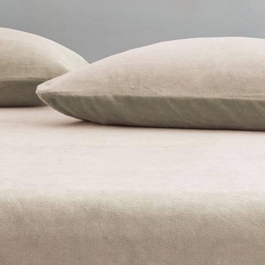 Nova home warmfit winter microfleece pillowcase set beige color 2 pieces