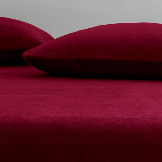 Nova home warmfit winter microfleece pillowcase set burgandy color 2 pieces