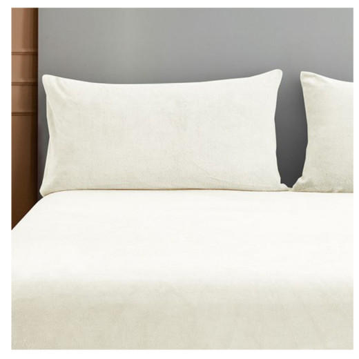 Nova home warmfit winter microfleece pillowcase set ivory color 2 pieces