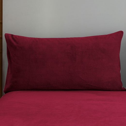 Nova home warm fit winter microfleece fitted sheet set, burgundy, queen size