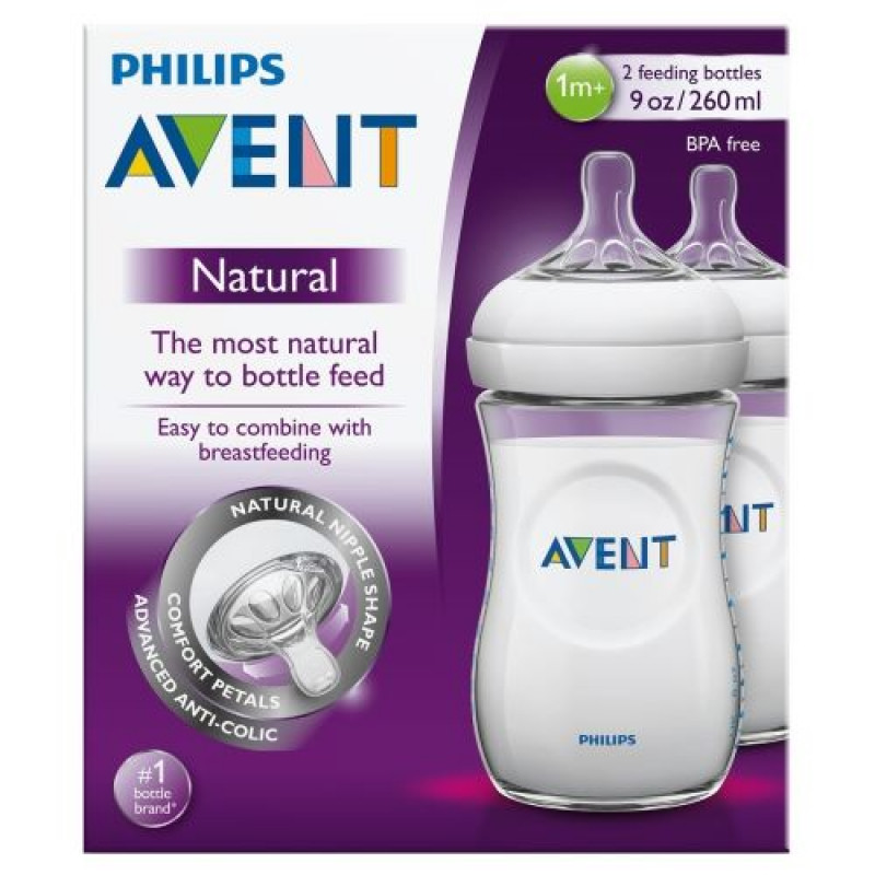 NEW PHILIPS AVENT NATURAL WIDE NECK BABY BOTTLES 3-PACK 9 OZ/260 ML BPA  FREE