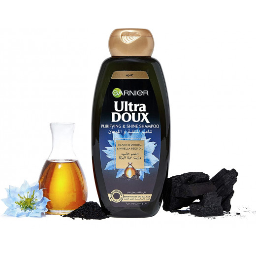 Garnier Ultra Doux Black Charcoal & Nigella Seed Oil Purifying & Shine Shampoo, 600ml