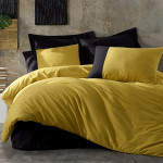 Nova Home Plain Duvet Cover Set, Cotton, King, Super King, 4 Pieces, Yellow and Black Color