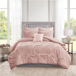 Nova Home Malia Embroidered Comforter Set, Cotton, Blush Color, Twin Size