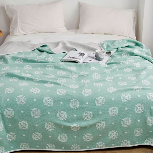 Nova Home Flora Cotton Blanket, Single Size, Green Color
