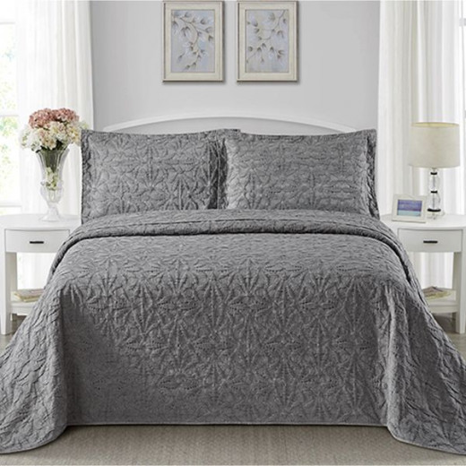 Nova Home Samrqad Bed Spread Set, 2 Pieces, Twin Size, Grey Color