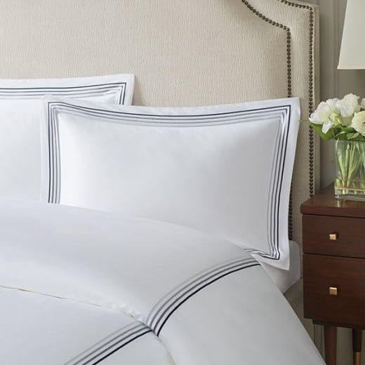 Nova Home Cruise Pillow Sham, Cotton, 2 Pieces Set, White & Grey Color