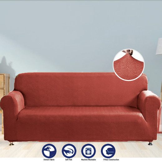 Nova home perfect fit stretch sofa cover, 1 seat, brick color