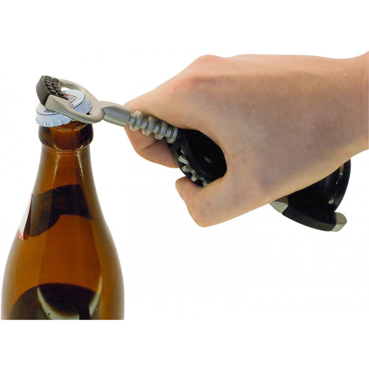 Fackelmann Corkscrew and Bottle Opener, Grey & Black Color