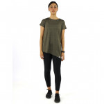 RB Women's Side High-Low T-Shirt, Small Size, Dark Green Color