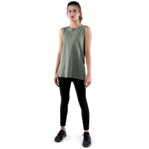 RB Women's Side Slit Tank Top, XX Large Size, Green Color