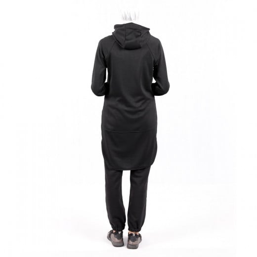 RB Women's Mid-length Running Hoodie, Small Size, Black Color