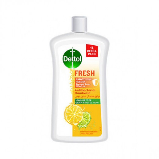 Dettol Fresh Handwash Liquid Soap Refill Citrus And Blossom Fragrance Orange, 1L