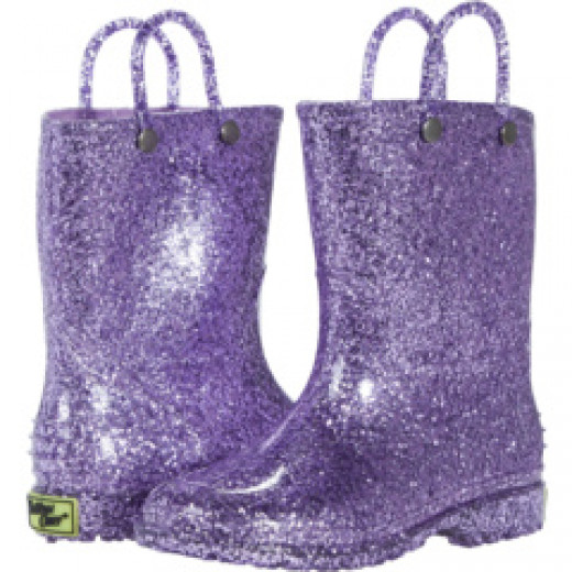 Western Chief Kids Glitter Rain Boots, Purple Color, Size 28