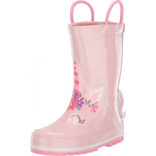 حذاء المطر وحيد القرن للأطفال، باللون الوردي ناعم ، مقاس 30 من ويسترن شيف