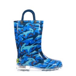 Western Chief Kids Shark Chase Lighted Rain Boot, Blue Color, Size 31