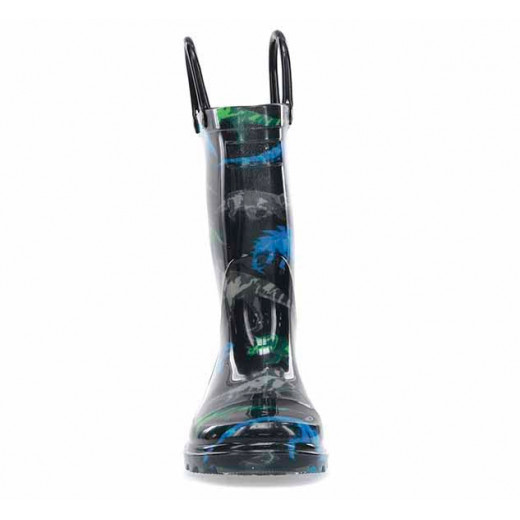 Western Chief Kids Dinosaur Friends Lighted Rain Boot, Black Color, Size 28