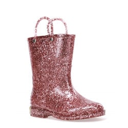 Western Chief Kids Glitter Rain Boots, Rose Gold Color, Size 30