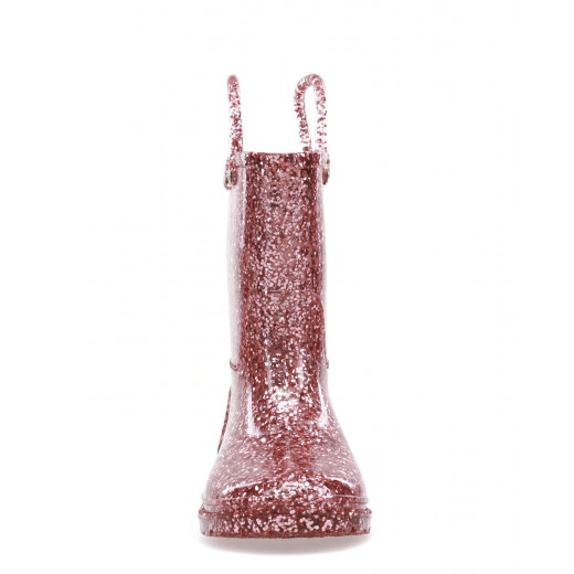 Western Chief Kids Glitter Rain Boots, Rose Gold Color, Size 22