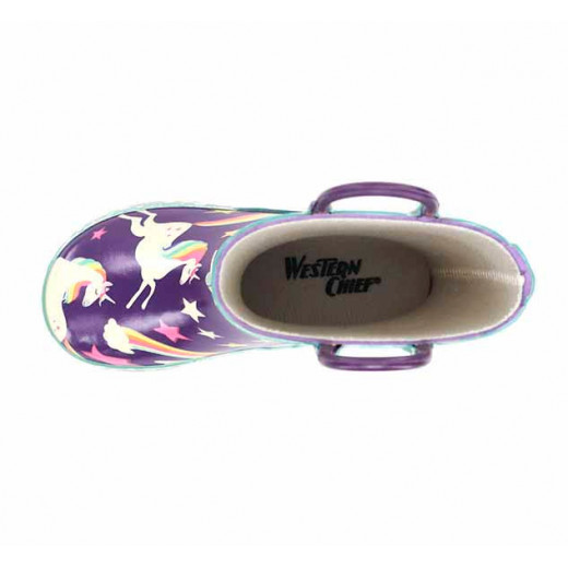 Western Chief Kids Unicorn Dreams Rain Boot, Purple Color, Size 25