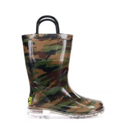 Western Chief Kids Camo Lighted Rain Boots, Green Color, Size 28