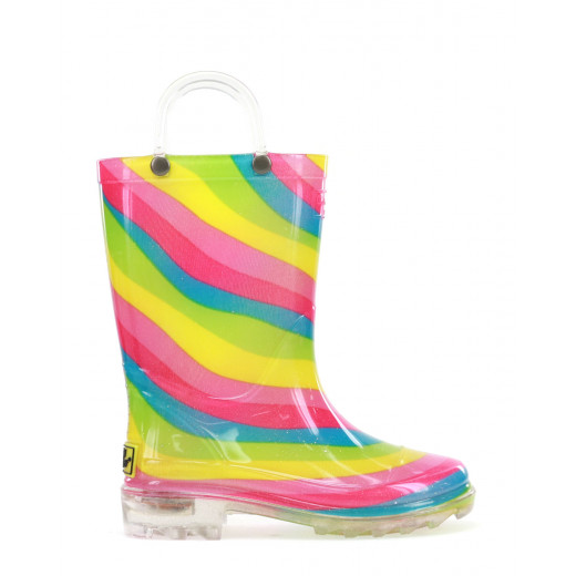 Western Chief Kids Rainbow Lighted Rain Boot, Multi Color, Size 30