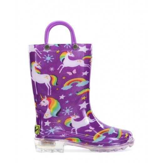 حذاء للمطر للأطفال, بتصميم وحيد القرن, بألوان قوس قزح, مقاس 32 من ويسترن شيف