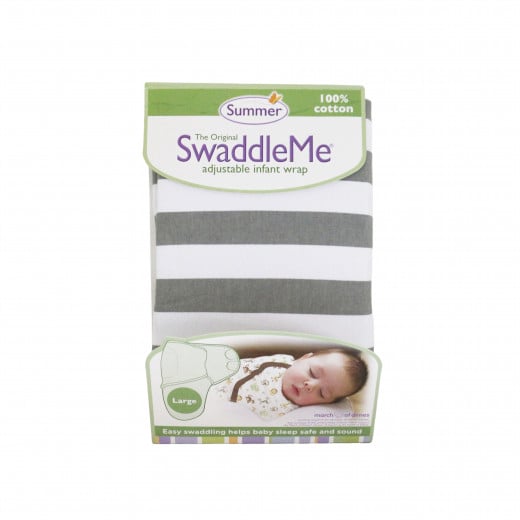 Summer Infant Swaddle Me Adjustable Infant Wrap, Large Size, Grey and White Color
