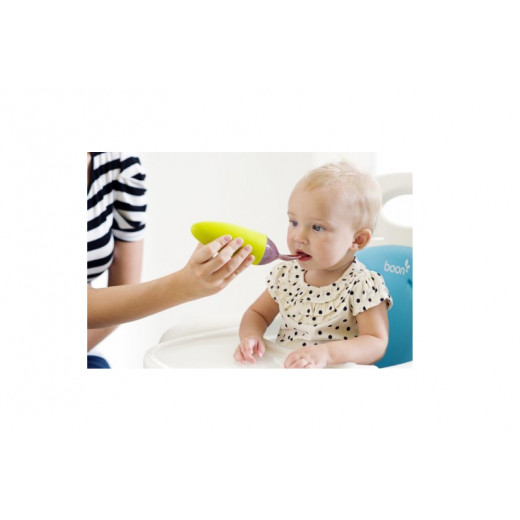 Boon Squirt Silicone Baby Food Dispensing Spoon, green Color