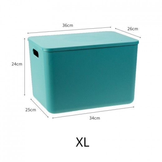 صندوق تخزين مع غطاء, باللون الفيروزي, 36*25.3*24 سم