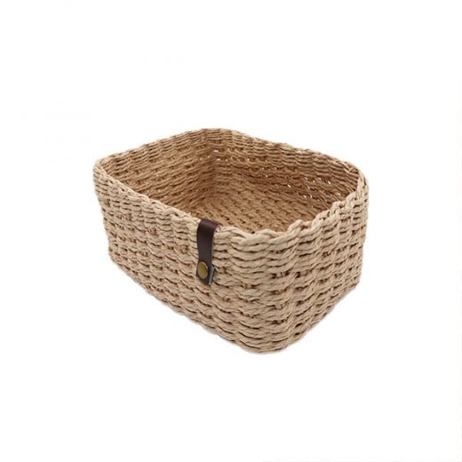 Weva cosmopolitan faux rattan storage basket, natural