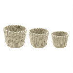 Weva rattique faux rattan storage basket set, 3 pcs ,ivory