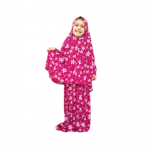 Children's Prayer Clothes, With a Floral Design, Pink Color, 2 Pieces