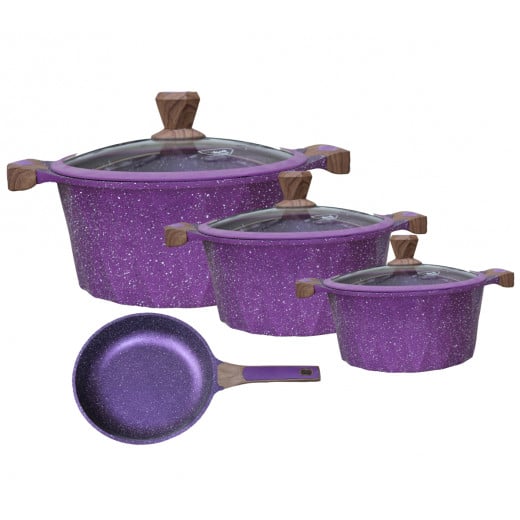 Al Saif Pots Cookers & Frying Pan, Purple Color, 4 Pieces