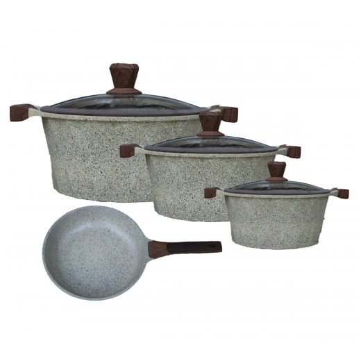 Al Saif Pots Cookers & Frying Pan, Beige Color, 4 Pieces