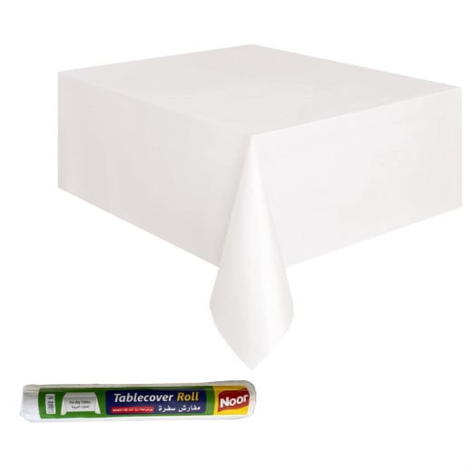 Noor Wide Plastic Tablecover Roll, White Color, 140 Cm