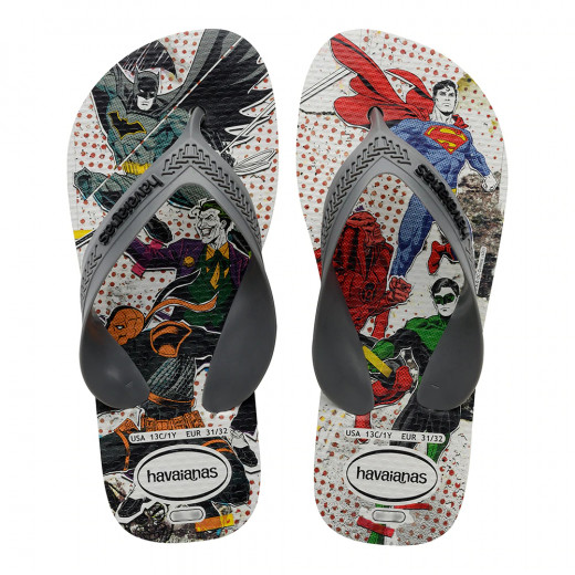 Havaianas Kids Max Heroes Flip Flop, White And steel Grey Color