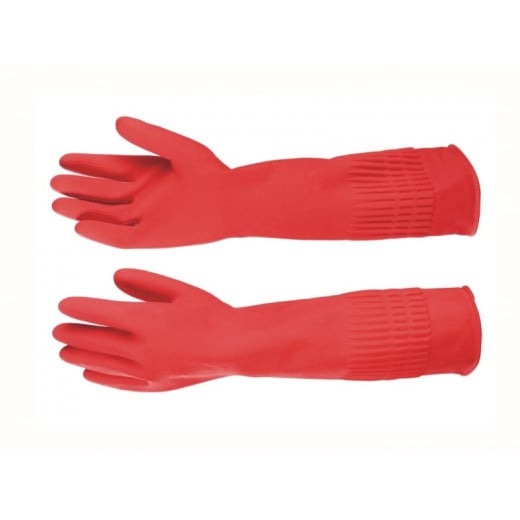Logex Extra Long Household Gloves, Large Size, Red Color