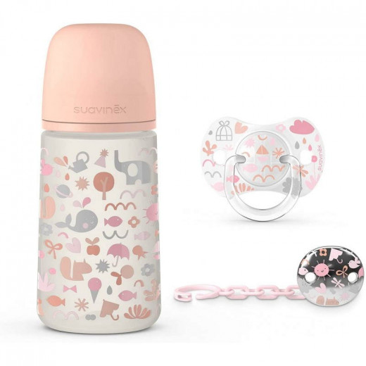Suavinex Memories Baby Bottle Set, Pink Color, 3 Pieces, 270 Ml