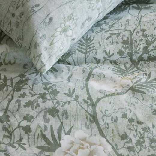 Bedding house chinoiserie duvet cover set, green color, king size, 3 pieces