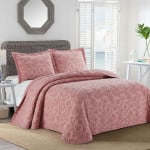 Nova home bed spread set, charlotte embroidered, rose color, king size