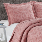 طقم مفروشات سرير مطرز شارلوت, باللون الوردي, مقاس كبير من نوفا هوم