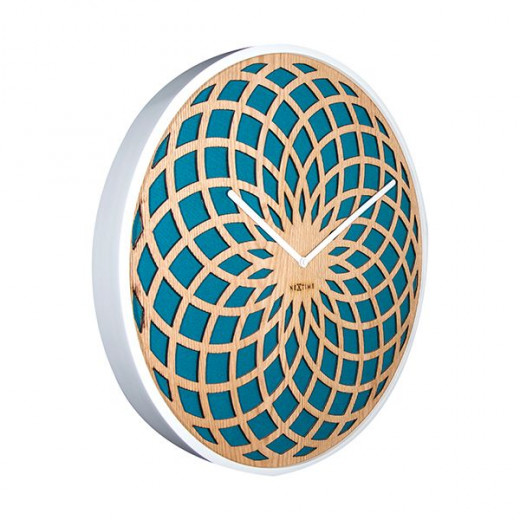 Nextime sun wall clock, turquoise color, large size