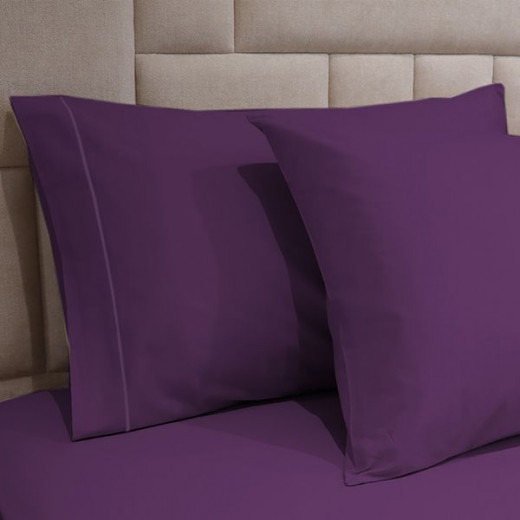 Fieldcrest plain fitted sheet set, cotton, dark purple color, king size, 3 pieces